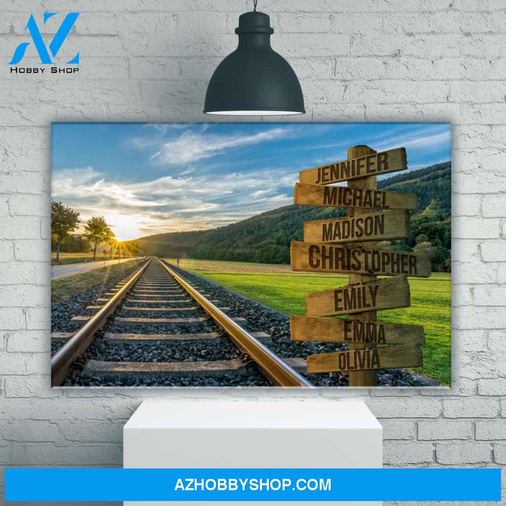 Railroad Track Color Multi-Names Premium Canvas