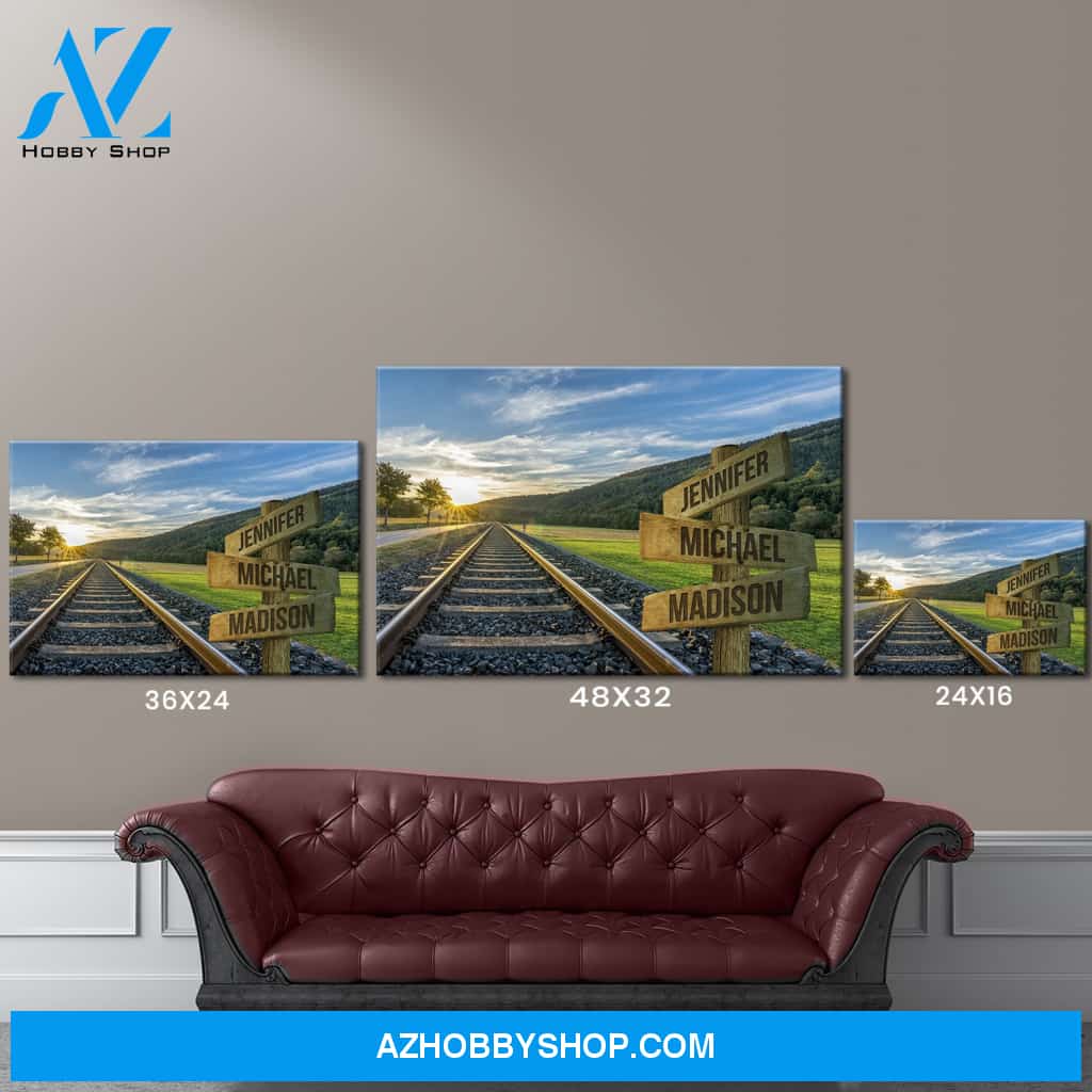 Railroad Track Color Multi-Names Premium Canvas