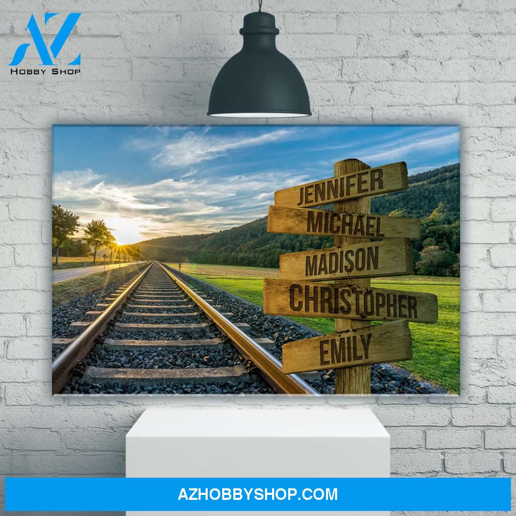 Railroad Track Color Multi-Names Premium Canvas