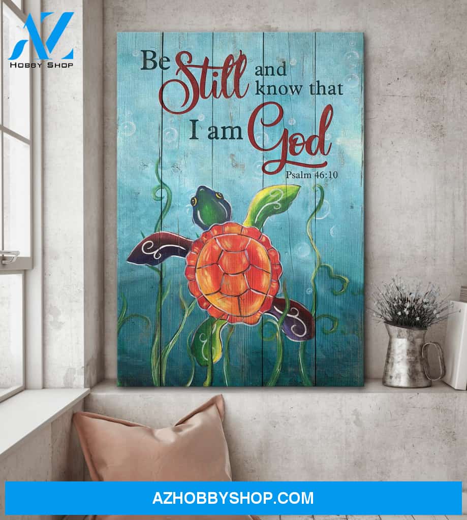Sea turtle pattern - Be still and know that I am God - Jesus Portrait Canvas Prints - Wall Art