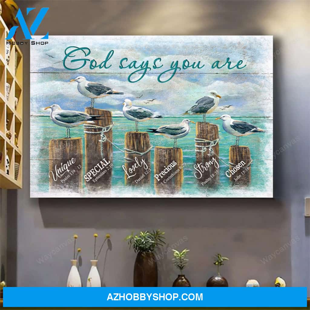 Seagull - God says you are - Jesus Landscape Canvas Prints - Wall Art
