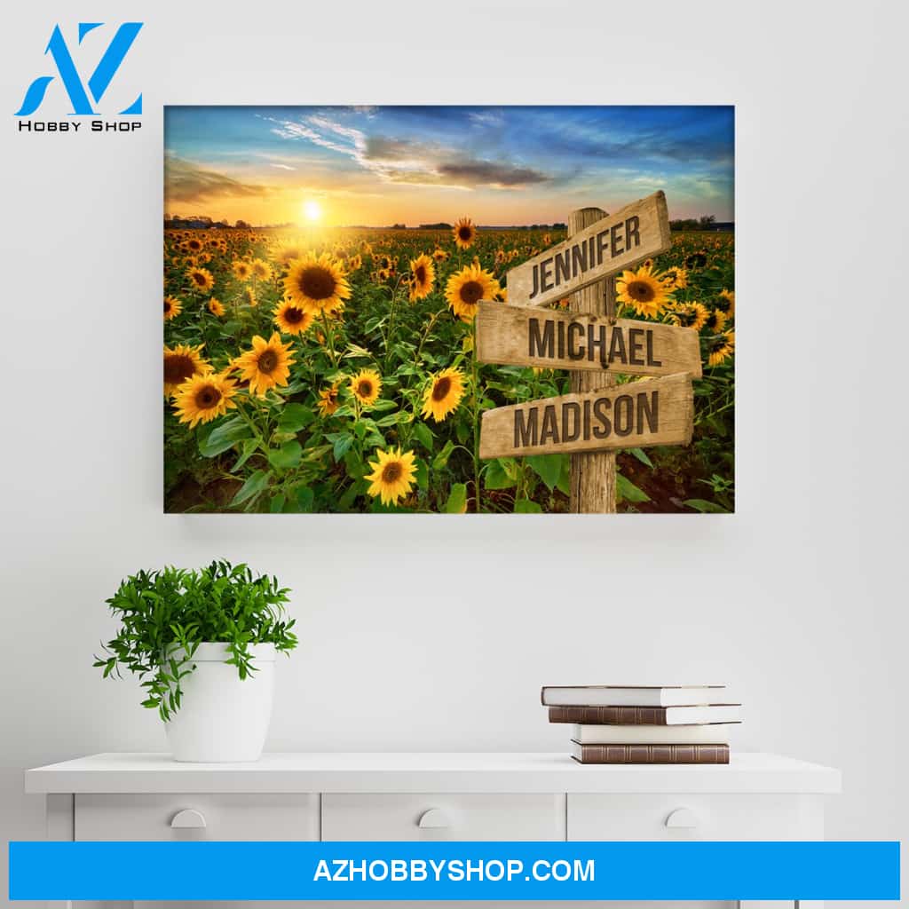 Sunflower Field Color Multi-Names Premium Canvas