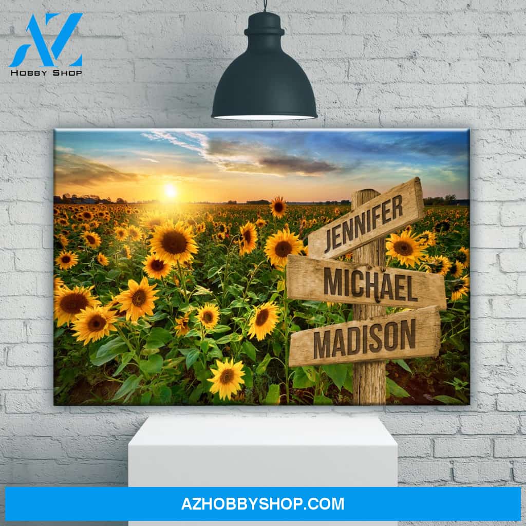 Sunflower Field Color Multi-Names Premium Canvas