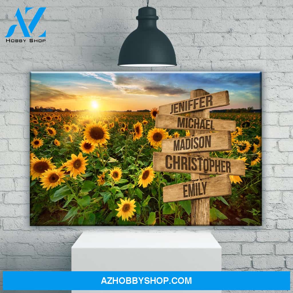 Sunflower Field Color Multi-Names Premium Canvas