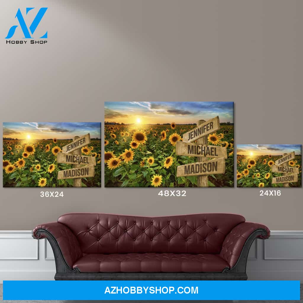 Sunflower Field Color Multi-Names Premium Canvas