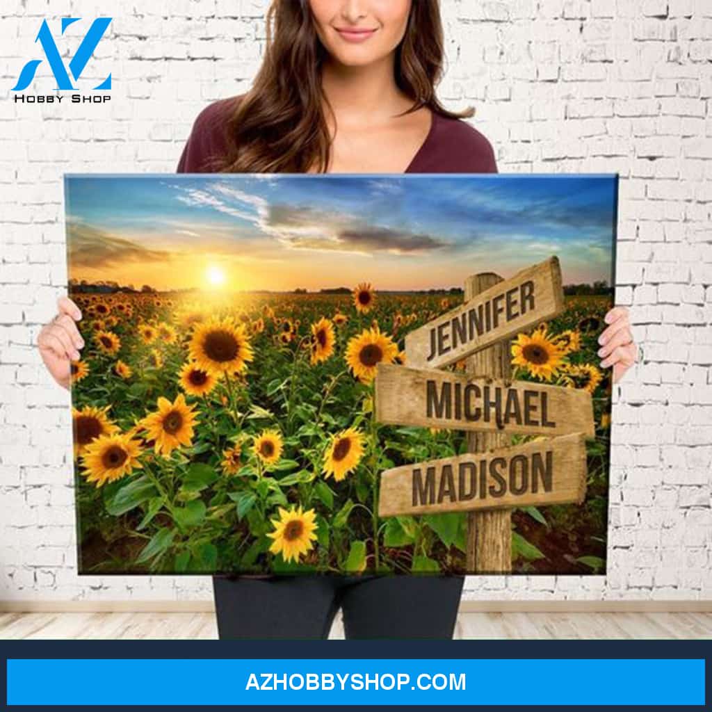 Sunflower Field Color Multi-Names Premium Canvas