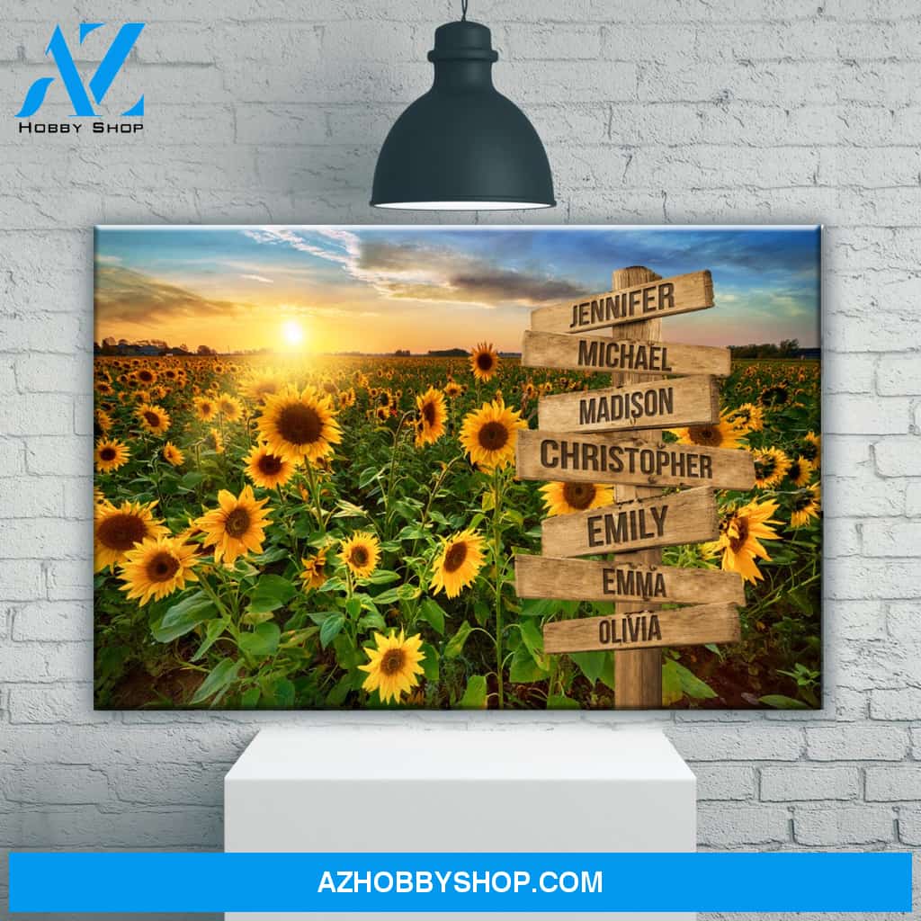 Sunflower Field Color Multi-Names Premium Canvas