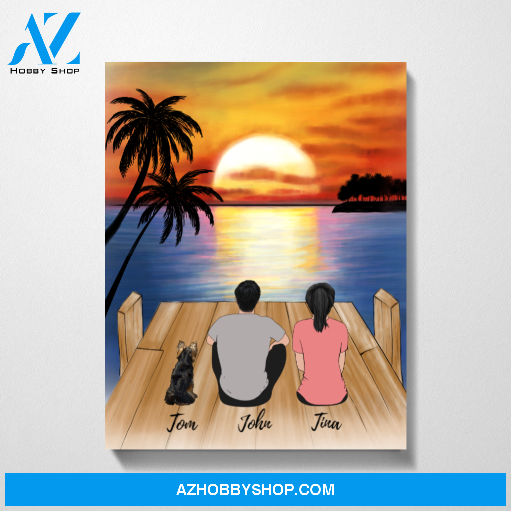 Sunset On River Couple Premium Canvas
