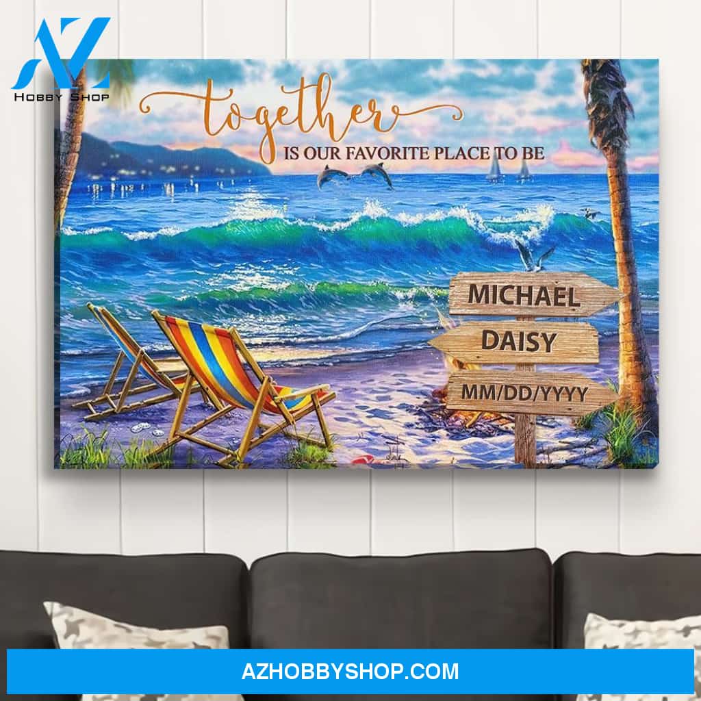 Sunset View Together - Personalized Custom Name Canvas