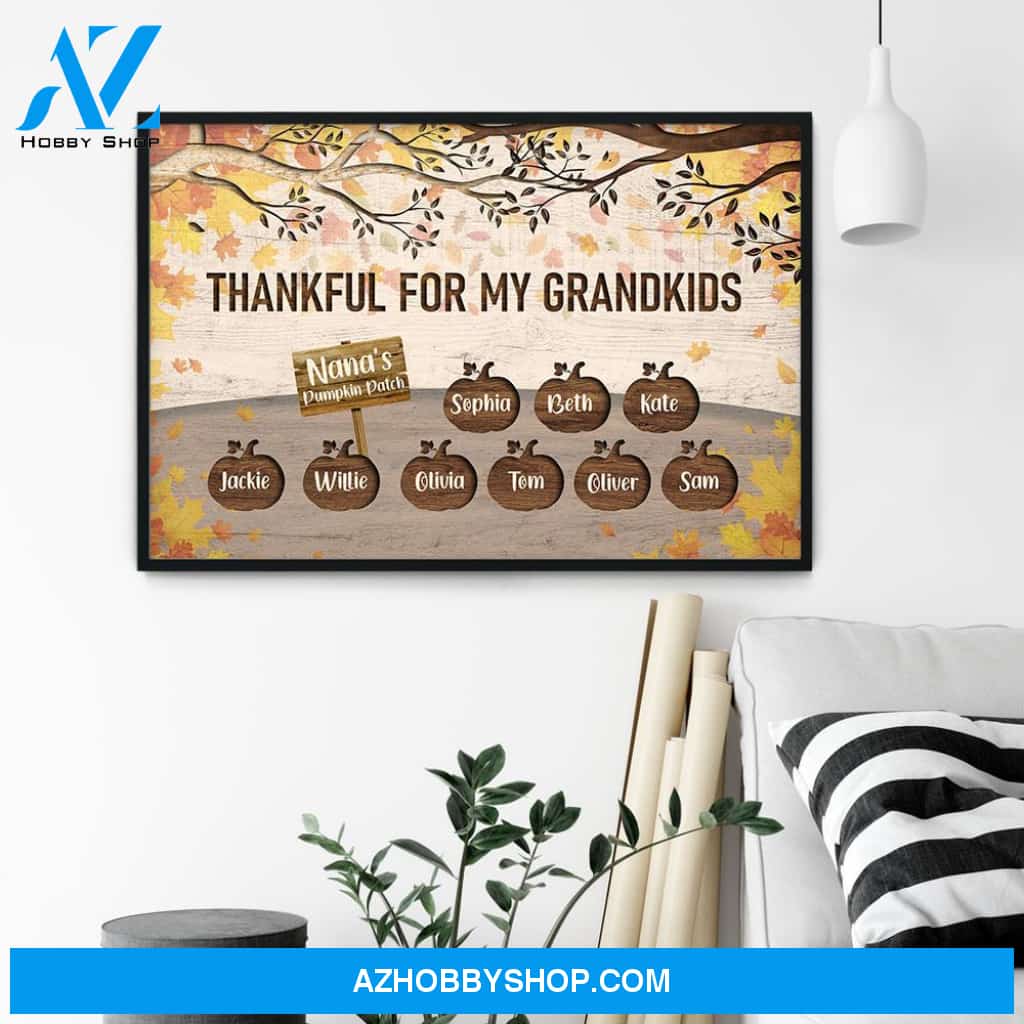 Thankful For My Little Pumpkins - Personalized Poster/Canvas - Thanksgiving Gift For Grandpa And Grandma