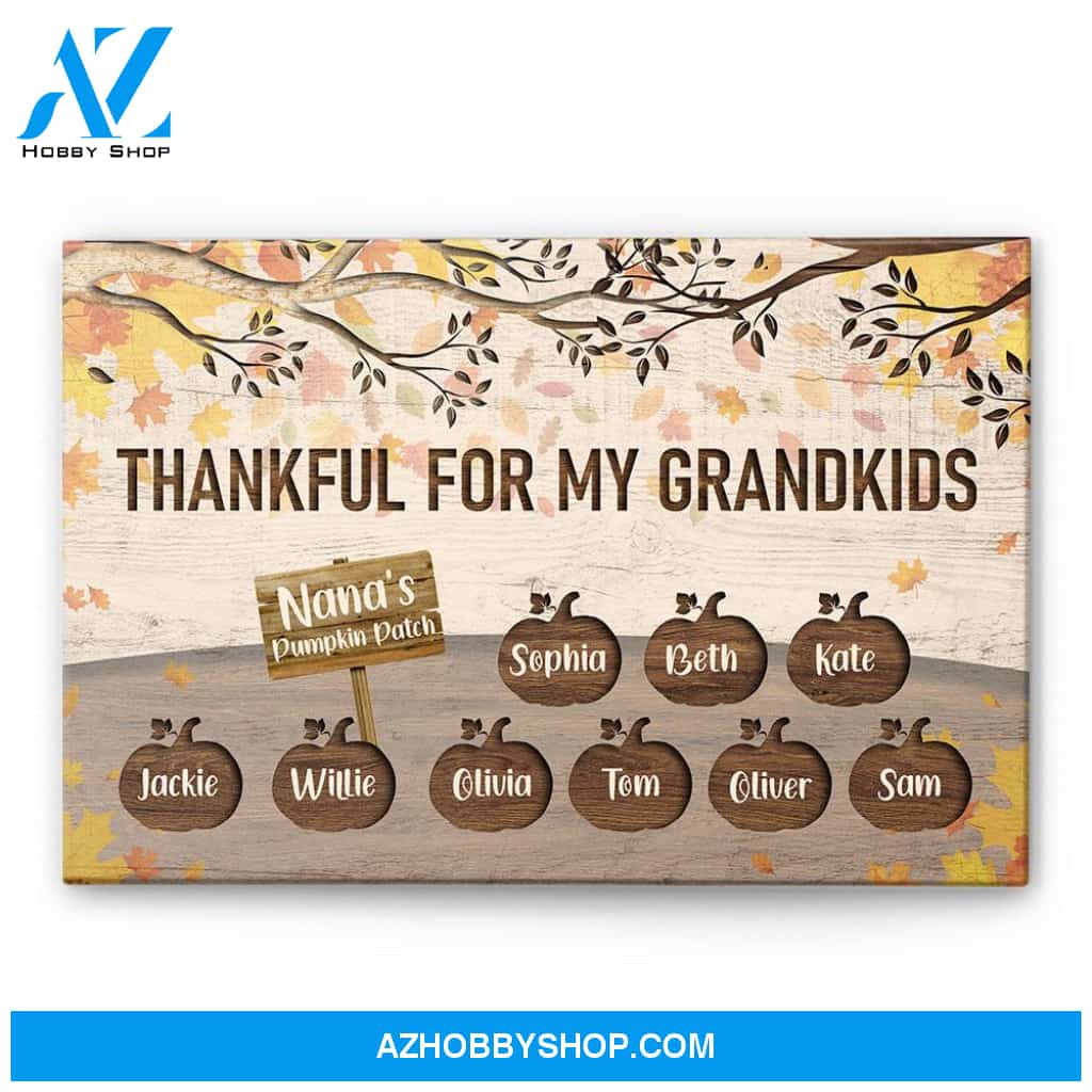 Thankful For My Little Pumpkins - Personalized Poster/Canvas - Thanksgiving Gift For Grandpa And Grandma
