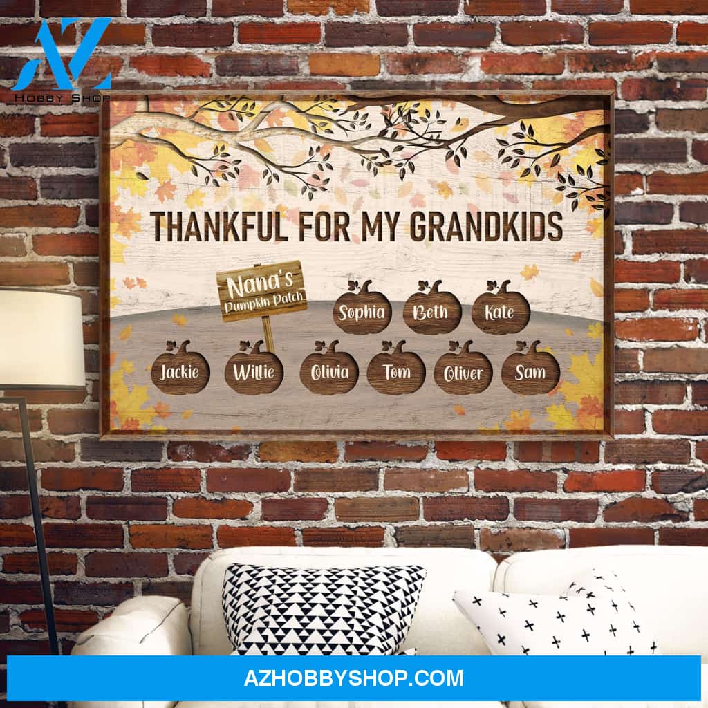 Thankful For My Little Pumpkins - Personalized Poster/Canvas - Thanksgiving Gift For Grandpa And Grandma