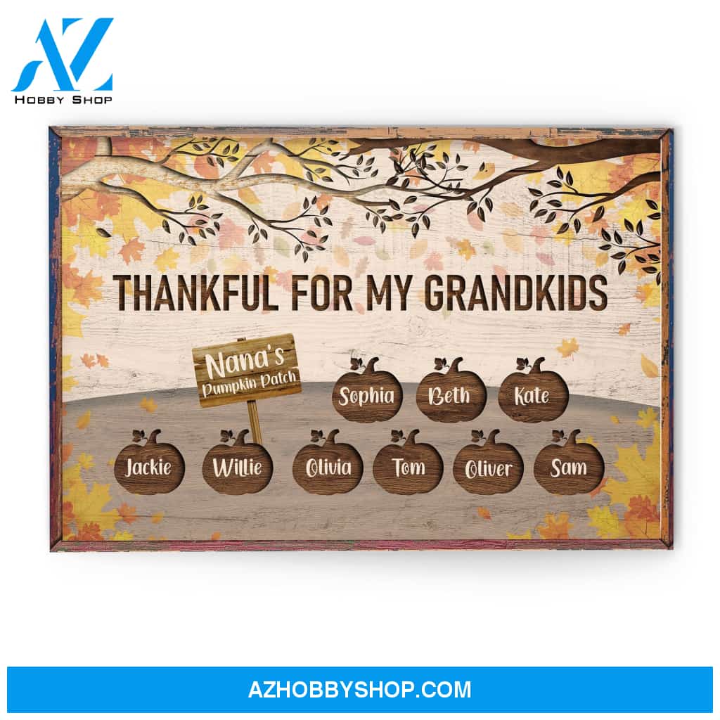 Thankful For My Little Pumpkins - Personalized Poster/Canvas - Thanksgiving Gift For Grandpa And Grandma