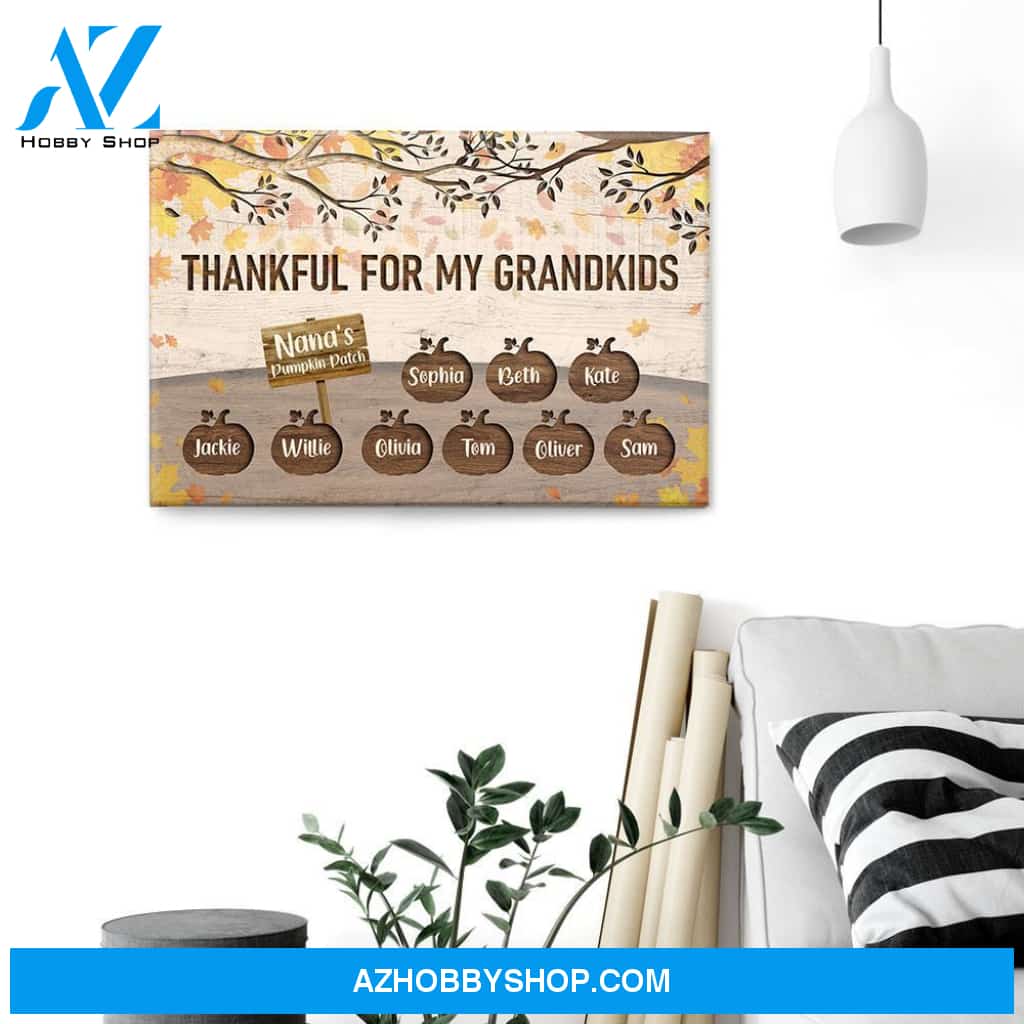 Thankful For My Little Pumpkins - Personalized Poster/Canvas - Thanksgiving Gift For Grandpa And Grandma