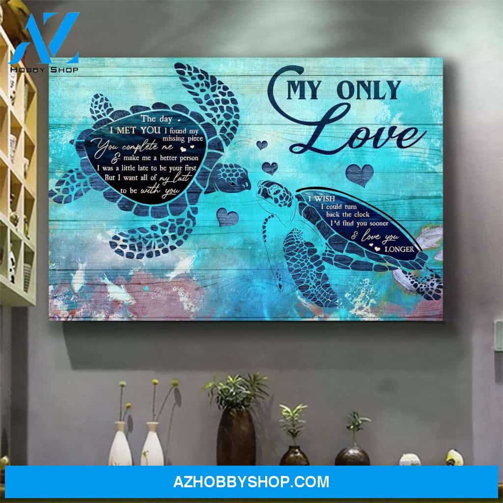 Turtle couple - The day I met you I found my missing piece Couple Landscape Canvas Prints - Wall Art