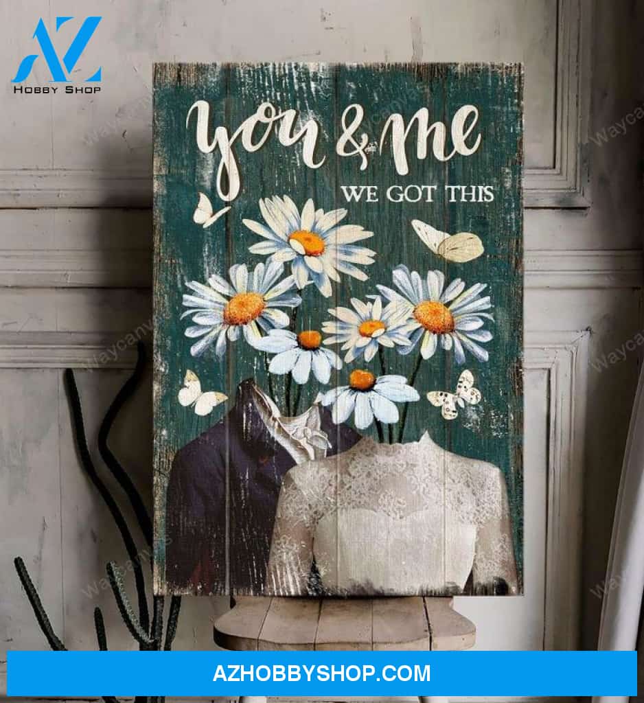 Vintage wedding dress - You and me we got this - Couple Portrait Canvas Prints - Wall Art