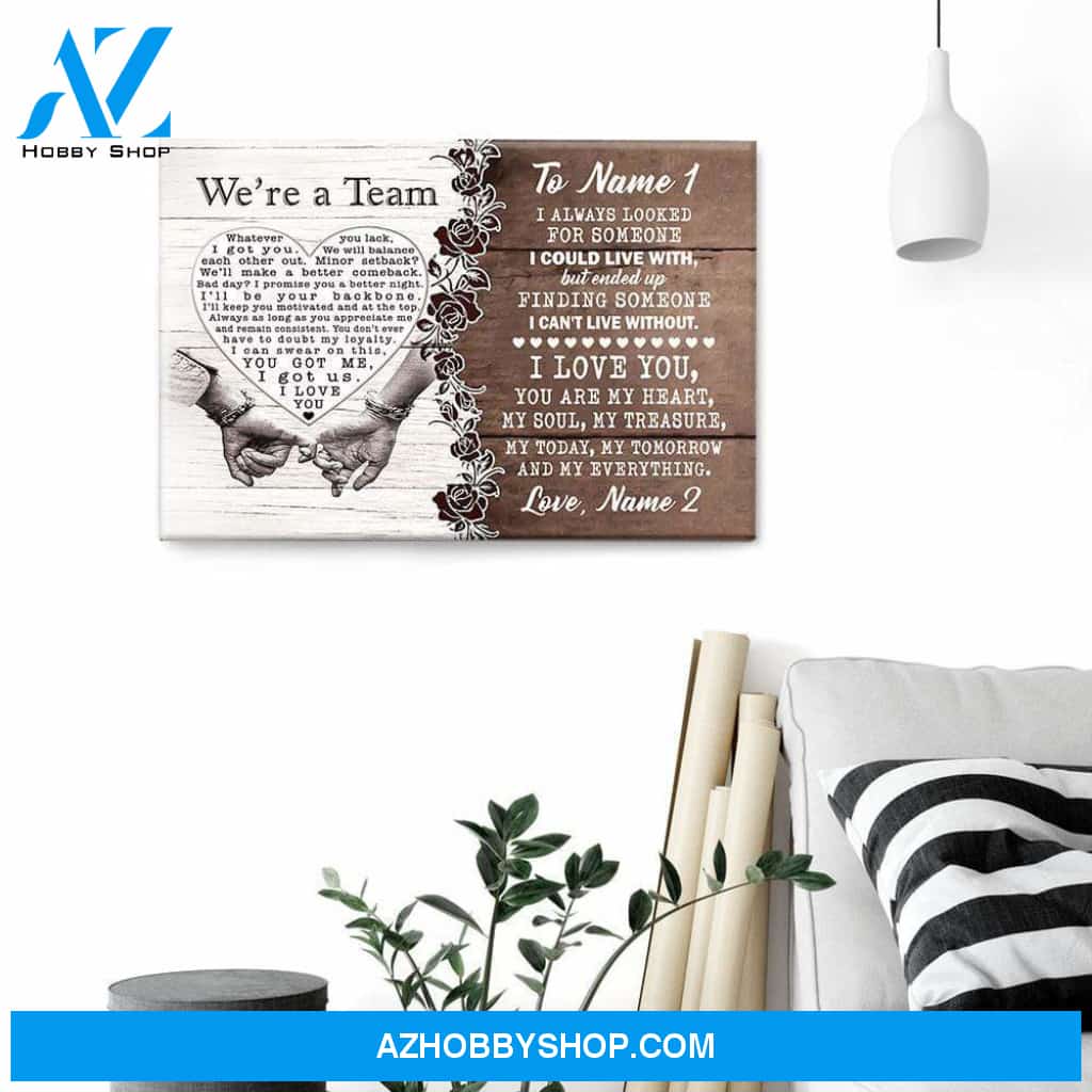 We're A Team, Family Custom Canvas, Gift For Couple, Partner, Anniversary Gift