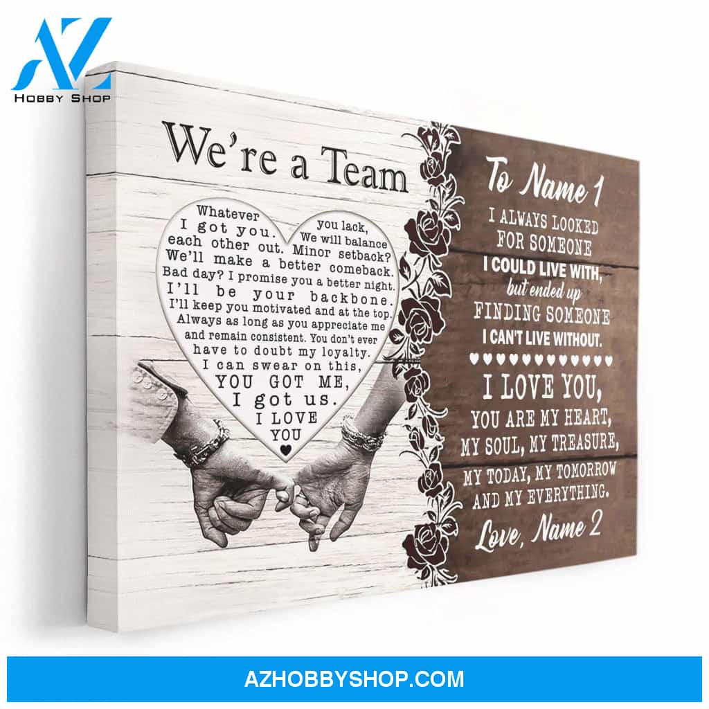 We're A Team, Family Custom Canvas, Gift For Couple, Partner, Anniversary Gift