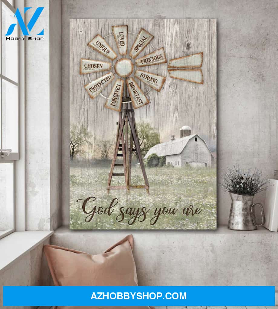Windmill pattern - God says you are - Jesus Portrait Canvas Prints - Wall Art