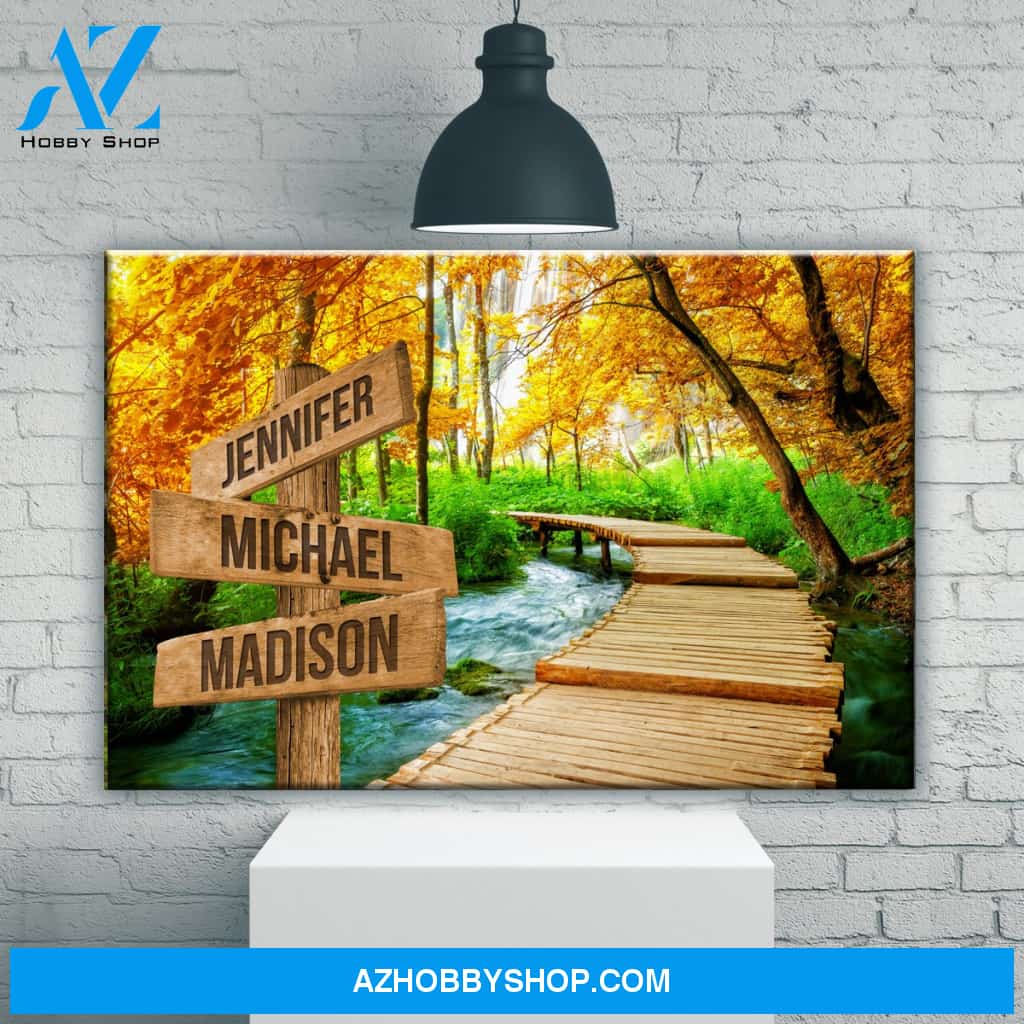 Woods Path Color Multi-Names Premium Canvas