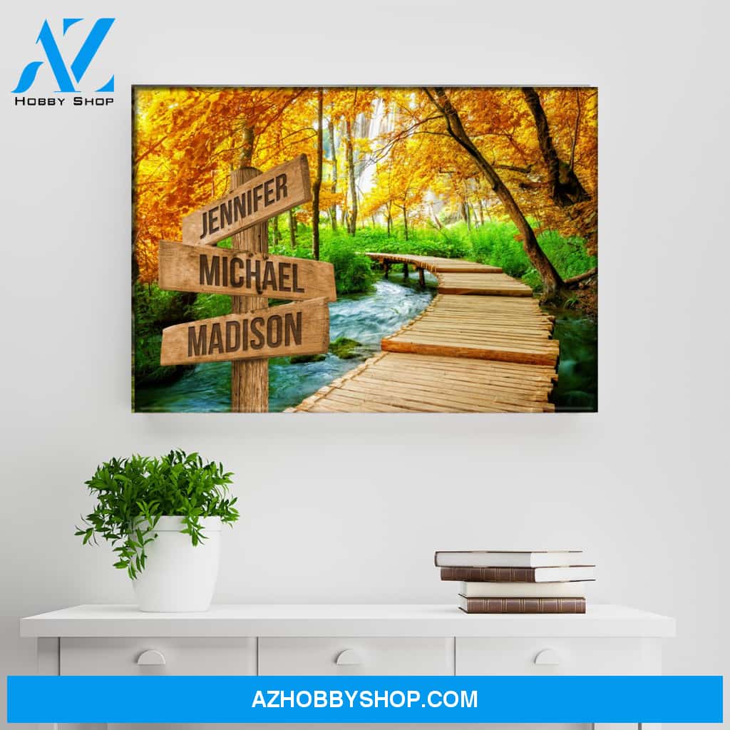 Woods Path Color Multi-Names Premium Canvas