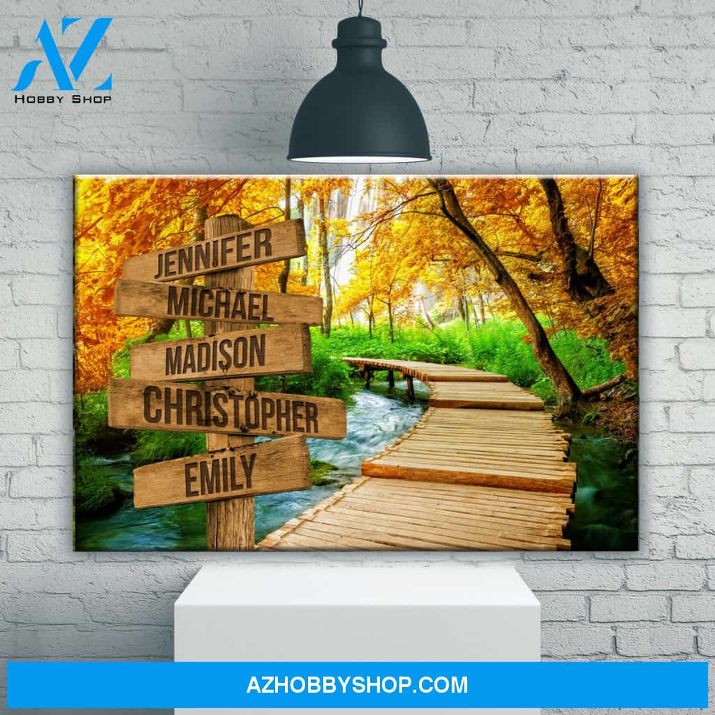Woods Path Color Multi-Names Premium Canvas