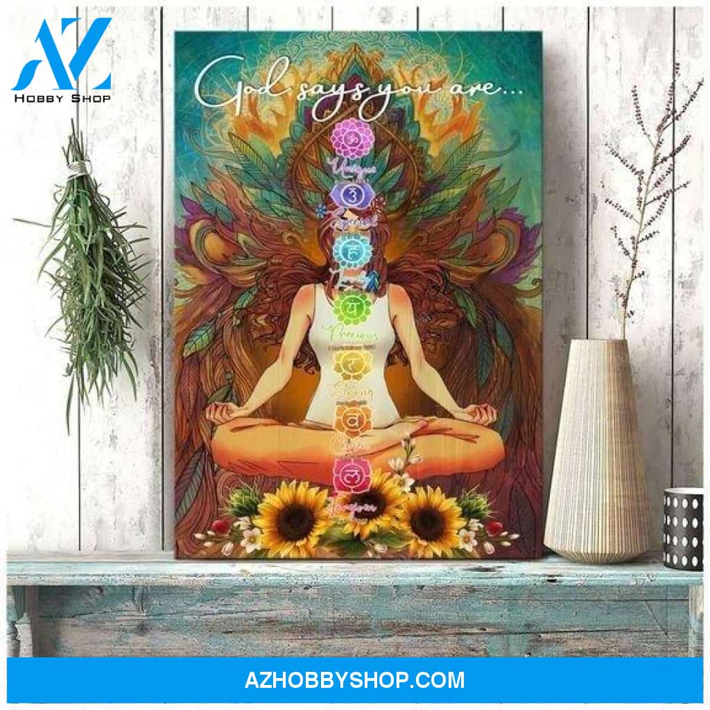 Yoga - God says you are Portrait Canvas Prints - Wall Art