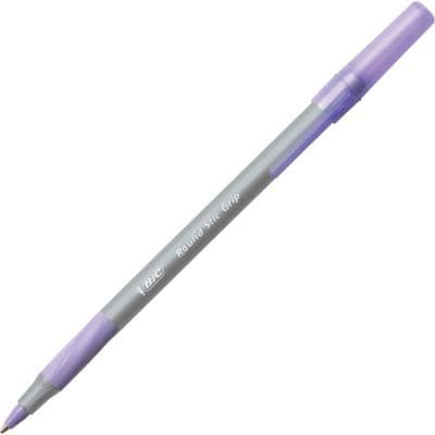 BIC Round Stic Grip Xtra Comfort Fashion Ball Point Pen; Purple; 12 Pack