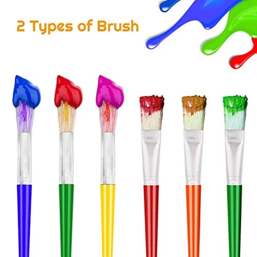 10Pcs Paint Brushes for Kids, Anezus Kids Paint Brushes Toddler Large Chubby Brushes Round and Flat Preschool Painting Brushes for Washable Paint Acrylic Paint