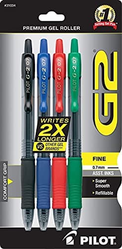 Pilot G2 Premium Gel Roller Pens, Bold Point, Gel Ink Pens, 1 mm, Pack of 4, Assorted Classic - Ideal for School, Journaling & Office Writing