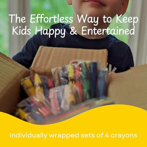 CrayonKing 100 Bulk Crayons – 25 Individually Wrapped Cello Packs of 4 | Crayon Party Favors for Kids | Restaurants, Classrooms & Goodie Bags | Non-Toxic