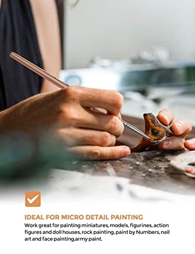 Nicpro Detail Paint Brushes 5 PCS Aesthetic Extra Fine Tip 000 Professional Miniature Painting Artist Set Round 3/0 for Micro Watercolor Oil Acrylic Craft Models Rock Army Paint by Number for Adult