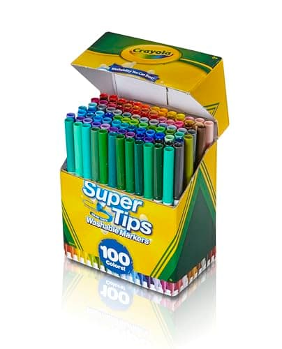Crayola Super Tips Marker Set (100ct), Fine Point Washable Markers, Drawing Markers for Kids & Adults, Create Thick & Thin Lines, Art Supplies, Ages 3+