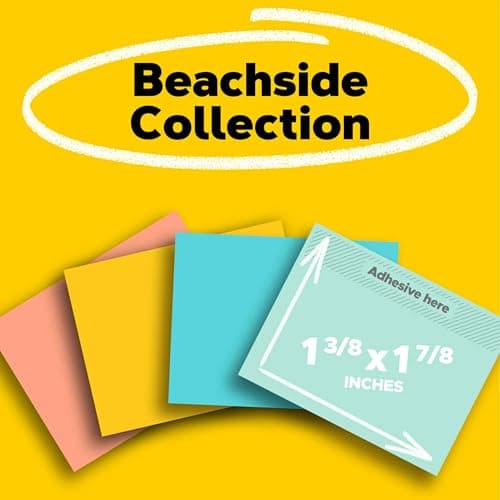 Post-it Notes, 1 3/8 in x 1 7/8 in, 24 Sticky Note Pads, 100 Sheets per Pad, Beachside Café Collection, School Supplies and Office Products