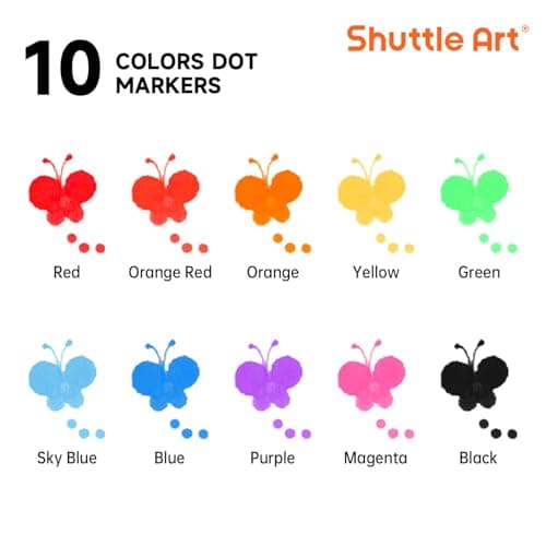 Shuttle Art Dot Markers, 10 Colors Washable Markers for Toddlers,Bingo Daubers Supplies Kids Preschool Children, Non Toxic Water-Based