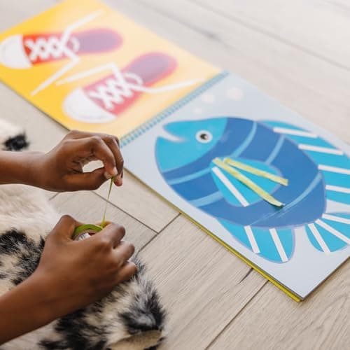 Melissa & Doug Tape Activity Book for Kids with 4 Easy-Tear Tape Rolls (Blue, Green, Red, Yellow) & 20 Reusable Scenes on Spiral-Bound Sheets, Road Trip Activities & Travel Toys for Kids Ages 4+