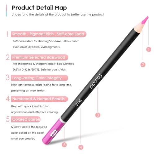 Soucolor 72-Color Colored Pencils for Adult Coloring Books, Soft Core, Back to School Supplies, Smooth Coloring Pencils for Kids Sketching, Drawing, Blending, Shading, Arts & Crafts Supplies Gift