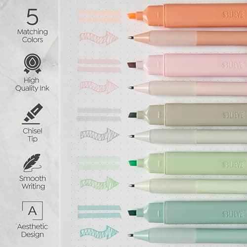 BLIEVE - Aesthetic Highlighters and Gel Pens With Soft Ink and Chisel Tip, Bible Highlighters and Pens No Bleed, Dry Fast Easy to Hold, for Bible Journaling Planner School Supplies (PASTEL)