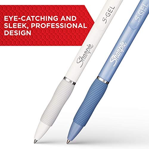 Sharpie S-Gel Pens, Medium Point (0.7mm), Frost Blue Barrel, Black Gel Ink, 4 Count