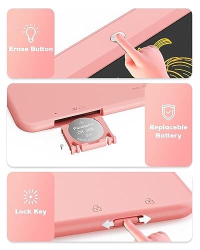 Bravokids 10 Inch LCD Writing Tablet for 3-8 Year Olds - Electronic Drawing Pad and Doodle Board as Educational Birthday Gifts for Girls and Boys (Pink)