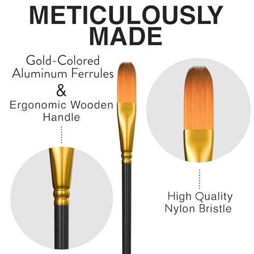Professional Artist Paint Brush Set of 12 - Painting Brushes Kit for Kids, Adults Fabulous for Canvas, Watercolor & Fabric - for Beginners and Professionals - Great for Water, Oil or Acrylic Painting
