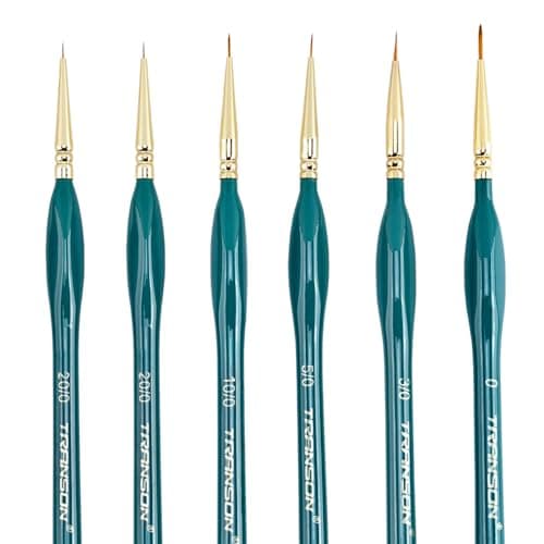 Transon 6Pcs Extra Fine Detail Brushes for Model Miniature Painting and Also Acrylic Watercolor Painting