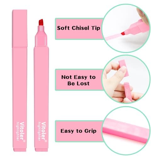 Vitoler 10Pcs Aesthetic Highlighters, Chisel Tip Marker Pens,Assorted Color Candy Highlighters,No Bleed Bible Highlighter,Cute Pastel Highlighter for Journaling Planner Notes School Supplies