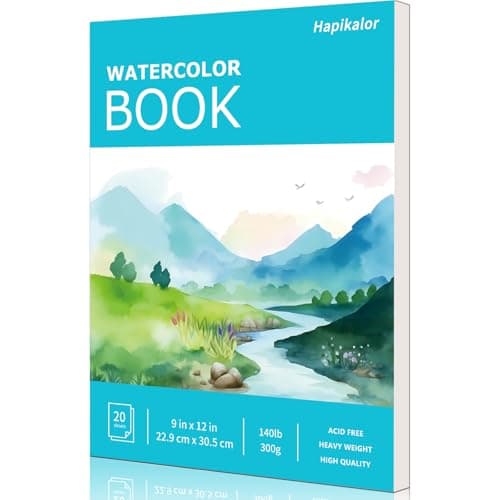 Hapikalor Watercolor Paper Pad, 9"x12" Water Color Paper, 140lb/300gsm Artist Painting Drawing Paper Book, Art Supplies for Adults Kids, Watercolors, Watercolor Paint Set, Sketchbook, Journal, Teal