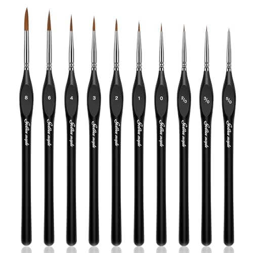 Golden Maple Detail Paint Brushes Set 10pcs Miniature Brushes for Fine Detailing & Art Painting - Acrylic, Watercolor, Oil, Models