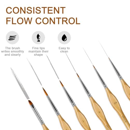 6Pcs Miniature Paint Brushes Set with Triangular Handles - for Acrylics, Oils, Watercolors & Paint by Number, Figurine