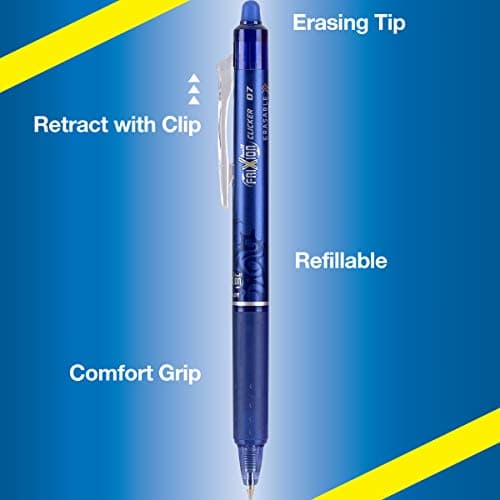 Pilot FriXion Clicker Erasable, Refillable & Retractable Gel Ink Pens Fine Point 0.7mm, Erasable Pens, Assorted Color Inks, 10-Pack Pouch