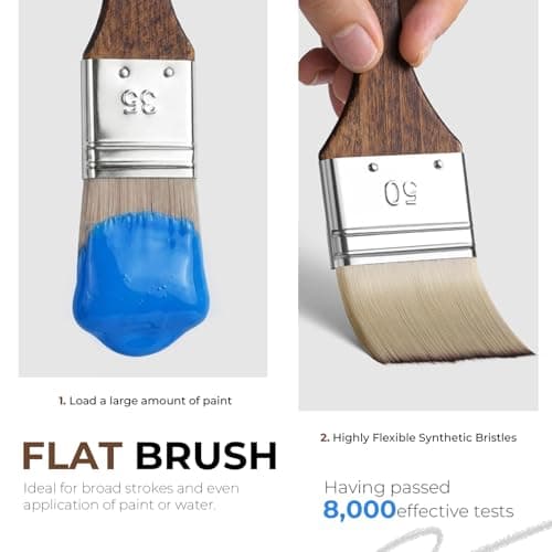 Fuumuui 25pcs Paint Brush Set, Professional 9 Shapes with Wide Flat, Filbert, Fan, Dagger, Cat Tongue, Round, Angle, Rigger for Acrylic Oil Watercolor | Includes Palette Knife & Waterproof Canvas Roll