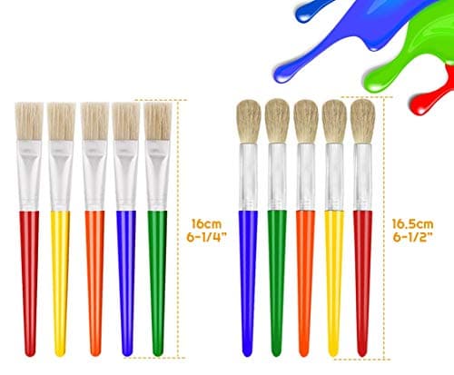 10Pcs Paint Brushes for Kids, Anezus Kids Paint Brushes Toddler Large Chubby Brushes Round and Flat Preschool Painting Brushes for Washable Paint Acrylic Paint