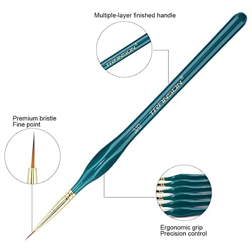 Transon 6Pcs Extra Fine Detail Brushes for Model Miniature Painting and Also Acrylic Watercolor Painting